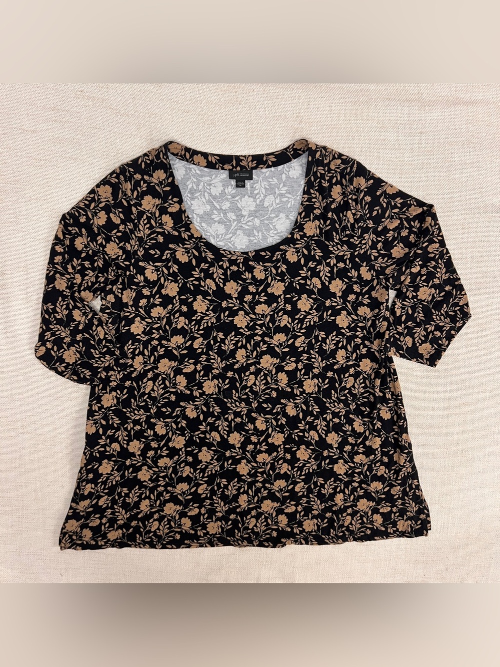 J.Jill Wearever Collection Floral Top XL Soft Stretch Knit 3/4 Sleeve